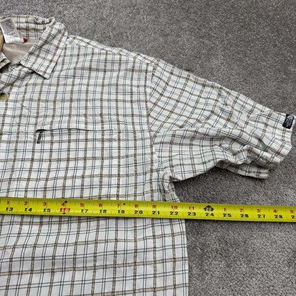 The North Face Y2K Button Down Shirt Mens Medium White Brown Plaid Short Sleeve - Picture 10 of 11